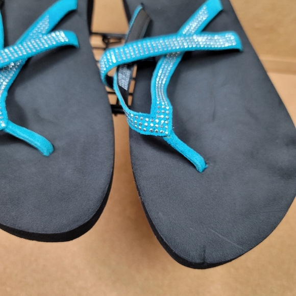 Yellow box flip flops Woman's sandals silver blue - Picture 5 of 7